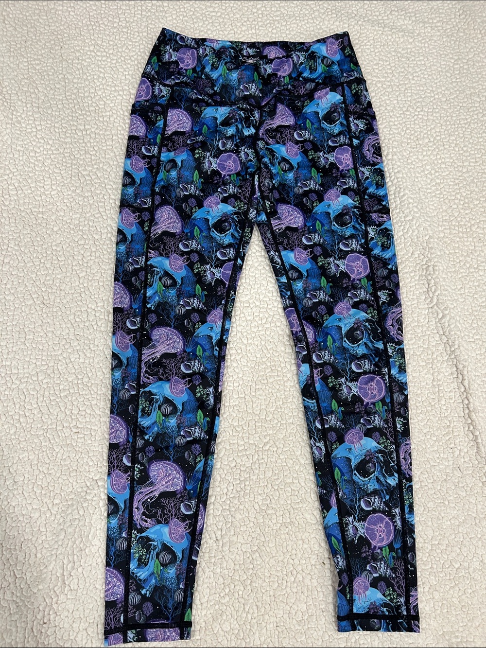 Constantly Varied Gear Black Leggings with Blue & Purple Sea Life Print